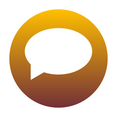 Speech bubble icon. White icon in circle with golden gradient as