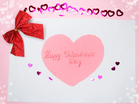 greeting card with confetti frame valentine's day love concept b