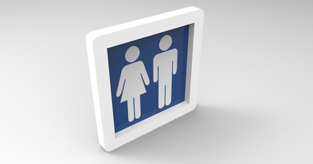 Fototapeta premium 3D Illustration Of A Male Female Restroom Sign