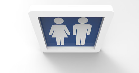 3D Illustration Of A Male Female Restroom Sign
