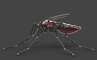 3D Illustration Of A Robotic Mechanized Mosquito