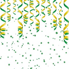 Serpentine ribbons, isolated on background. Streamers confetti . Vector Illustration of green decoration. Falling light decoration for party, birthday celebrate, anniversary or event, festive.