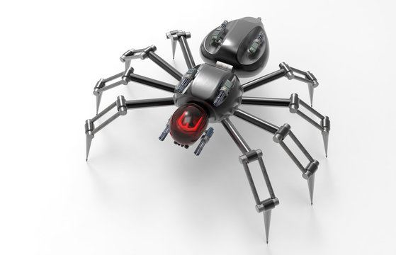 3D Illustration Of A Robotic Mechanized Spider