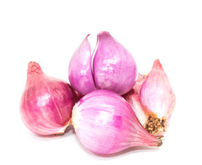 Red onion on white background.