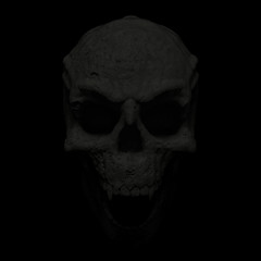 3D Illustration Of A Vampire Demon Skull On A Black Background