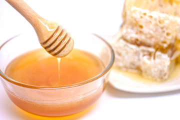 The honey  on white background.
