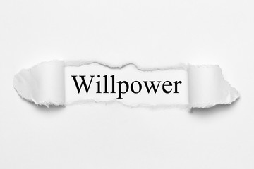Willpower on white torn paper