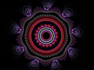  Fractal background with abstract circles. Digital collage.