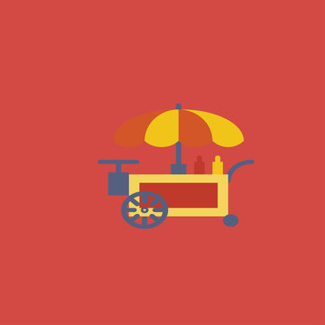 Street fast food cart icon. flat design