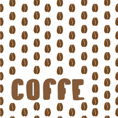 Vector coffee beans background. seamless pattern with text area