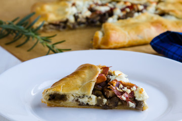galette with mushrooms, bacon and cheese