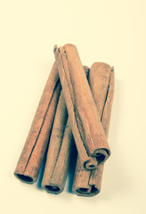 Cinnamon sticks isolated on white background.
