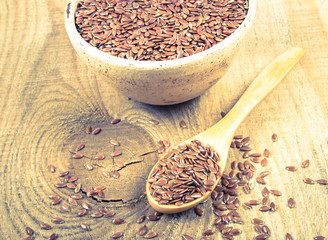 Linseed, flax seeds - concept of healthy nutrition.