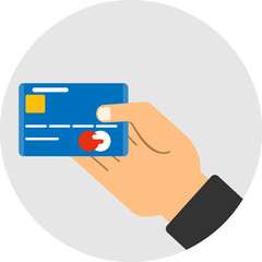 Hand holding a credit card.Vector icon