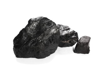 pile black coal isolated on white background
