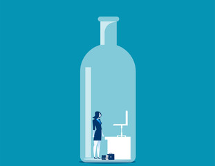 Businesswoman trapped in the bottle