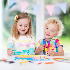 Kids paint and draw at home