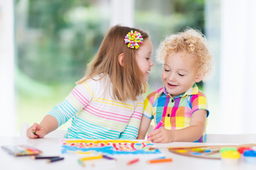 Kids paint and draw at home