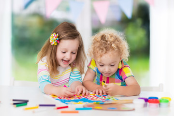 Kids paint and draw at home