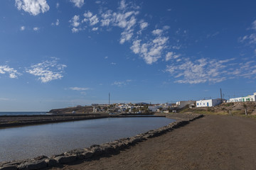 Fototapeta premium Saltworks landscape and sunshine. Fuerteventura, Spain 