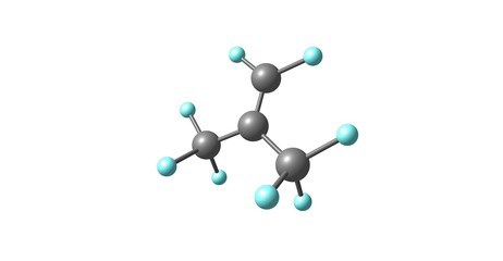 Perfluoroisobutene molecular structure isolated on white