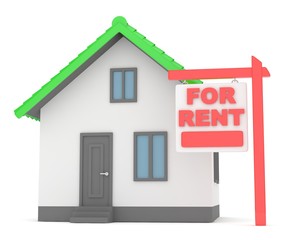 Miniature model of house real estate for rent on white background. 3D rendering.