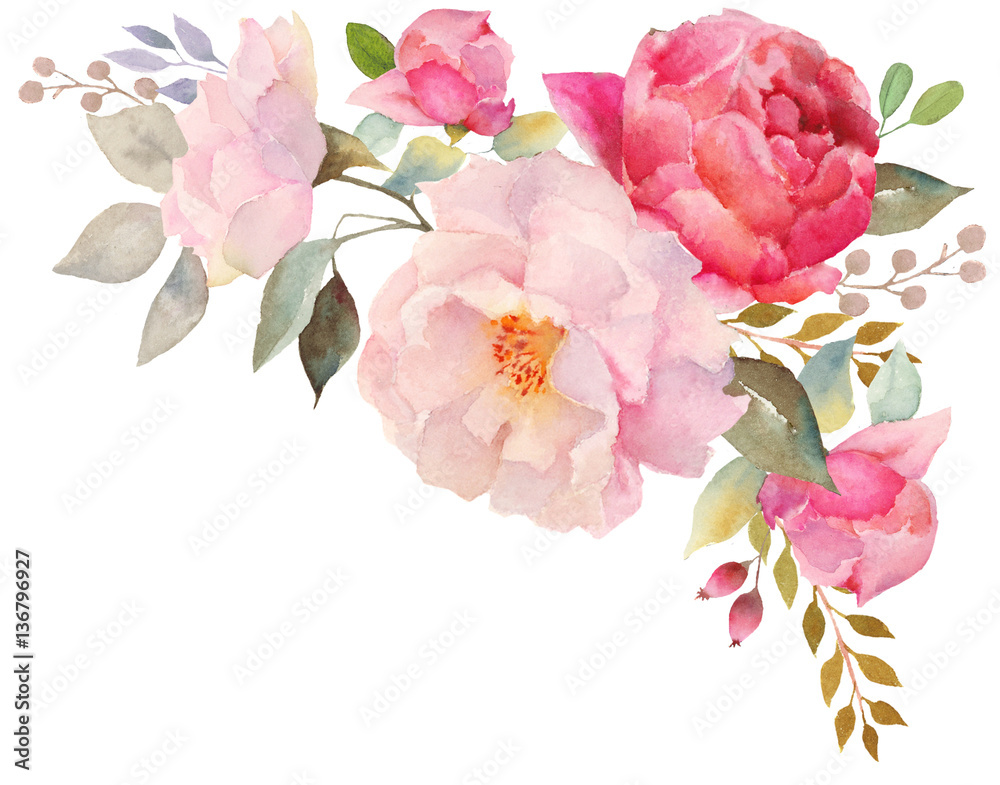 Wall mural watercolor floral composition - Wall murals