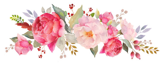 Watercolor floral composition