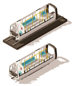 Vector isometric low poly subway train cross-section