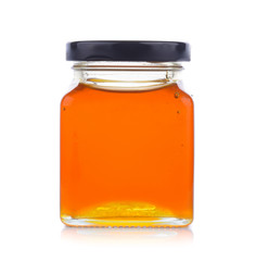 honey jar on white background