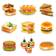 Sandwiches icons vector set