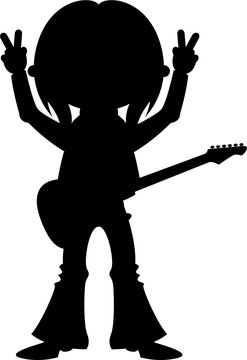 recommend clip art: Cute Cartoon Hippie Guitarist in Silhouette
