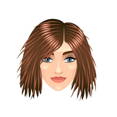 Brown haired girl face isolated on white vector