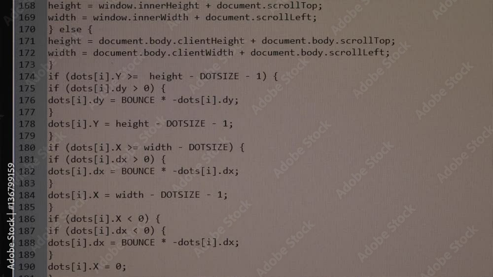 Fototapete The process of writing a computer program on a computer screen. Text is entered and quickly moved up. A large number of rows of symbols.