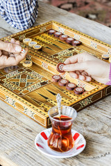 Backgammon game with two dice
