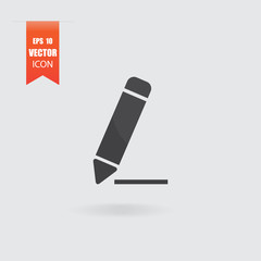 Edit icon in flat style isolated on grey background.