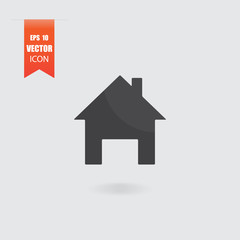 Home icon in flat style isolated on grey background.