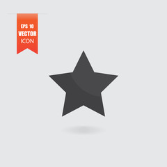 Star icon in flat style isolated on grey background.