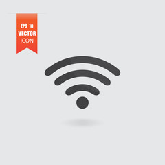 Wireless icon in flat style isolated on grey background.