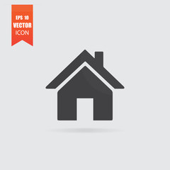 Home icon in flat style isolated on grey background.