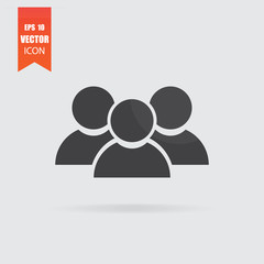 Users icon in flat style isolated on grey background.