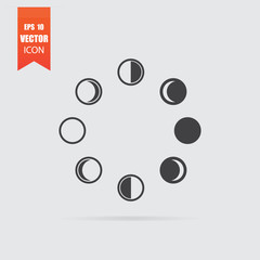 Moon phases icon in flat style isolated on grey background.