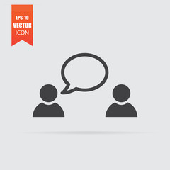 People talking icon in flat style isolated on grey background.