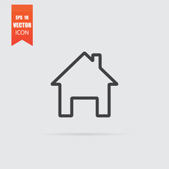 Home icon in flat style isolated on grey background.