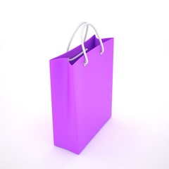 Paper Shopping Bag isolated on white background. 3d rendering.