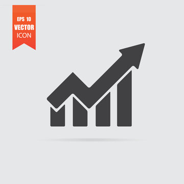 Growth icon in flat style isolated on grey background.