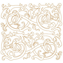 Golden vintage baroque ornament, corner. Retro pattern antique style acanthus. Decorative design element filigree calligraphy vector. - stock vector