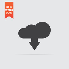 Download from cloud icon in flat style isolated on grey backgrou
