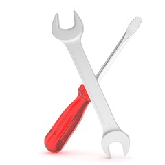 3D Illustration Wrench and screwdriver, service concept