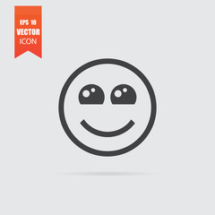 Smile icon in flat style isolated on grey background.